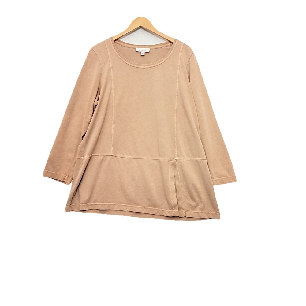 Pure J Jill Organic Cotton Tunic XL Front Slit‎ Lagenlook Minimalist Long Slv